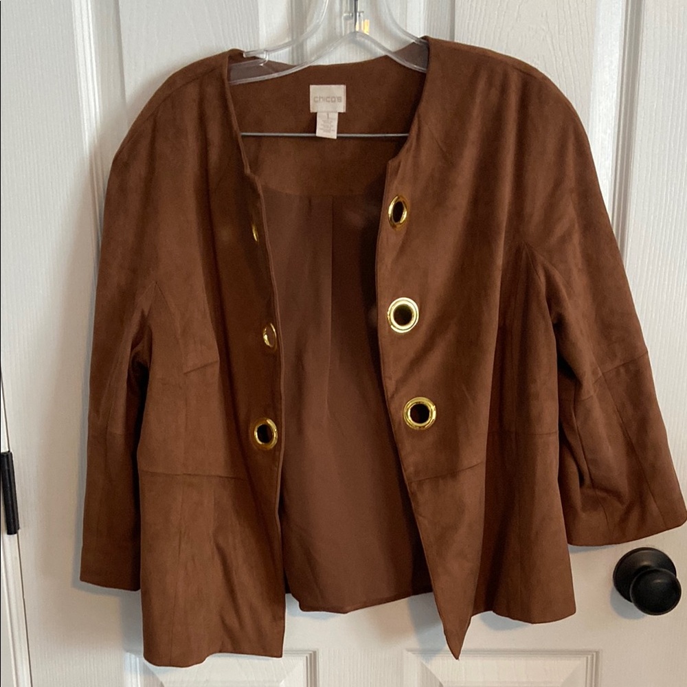Chico's Brown Jacket with Gold Accents